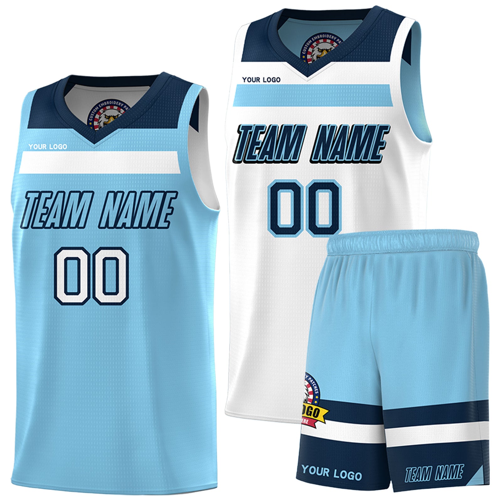 Fans-Made | Custom White Red Black-Light Blue Double Side Sets Basketball Uniform-Arizona Driven ¨C Available for Reorder