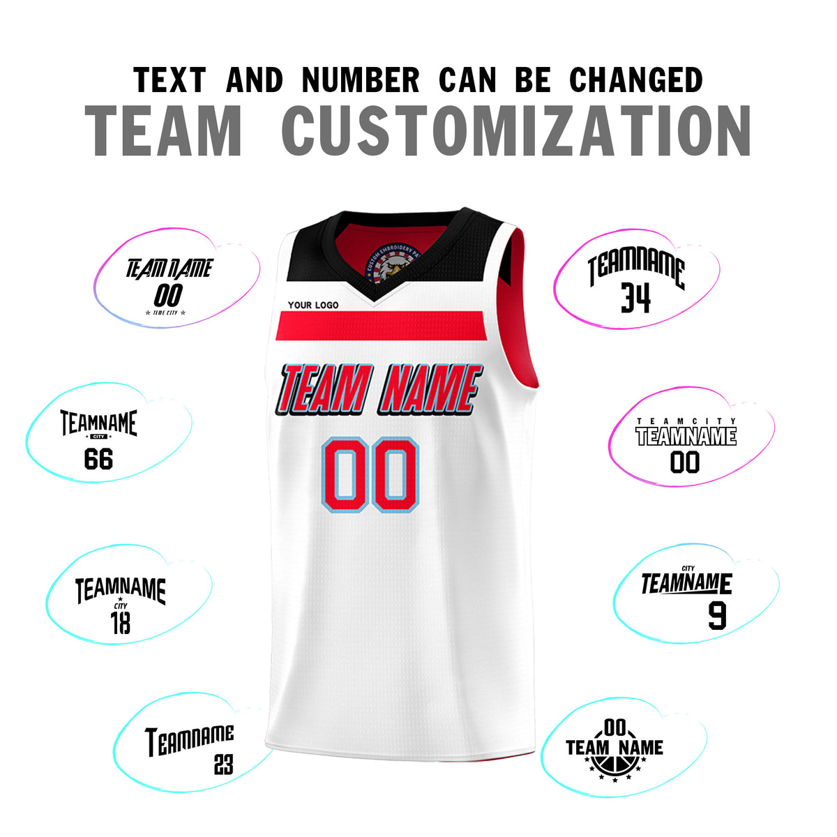Fans-Made | Custom White Red Black-Light Blue Double Side Sets Basketball Uniform-Arizona Driven ¨C Available for Reorder