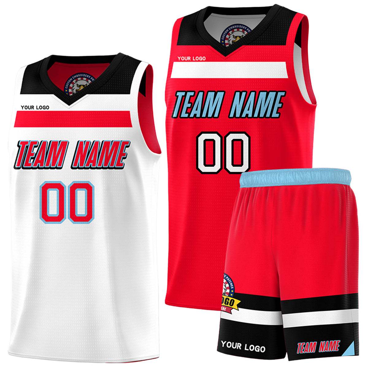 Fans-Made | Custom White Red Black-Light Blue Double Side Sets Basketball Uniform-Arizona Driven ¨C Available for Reorder