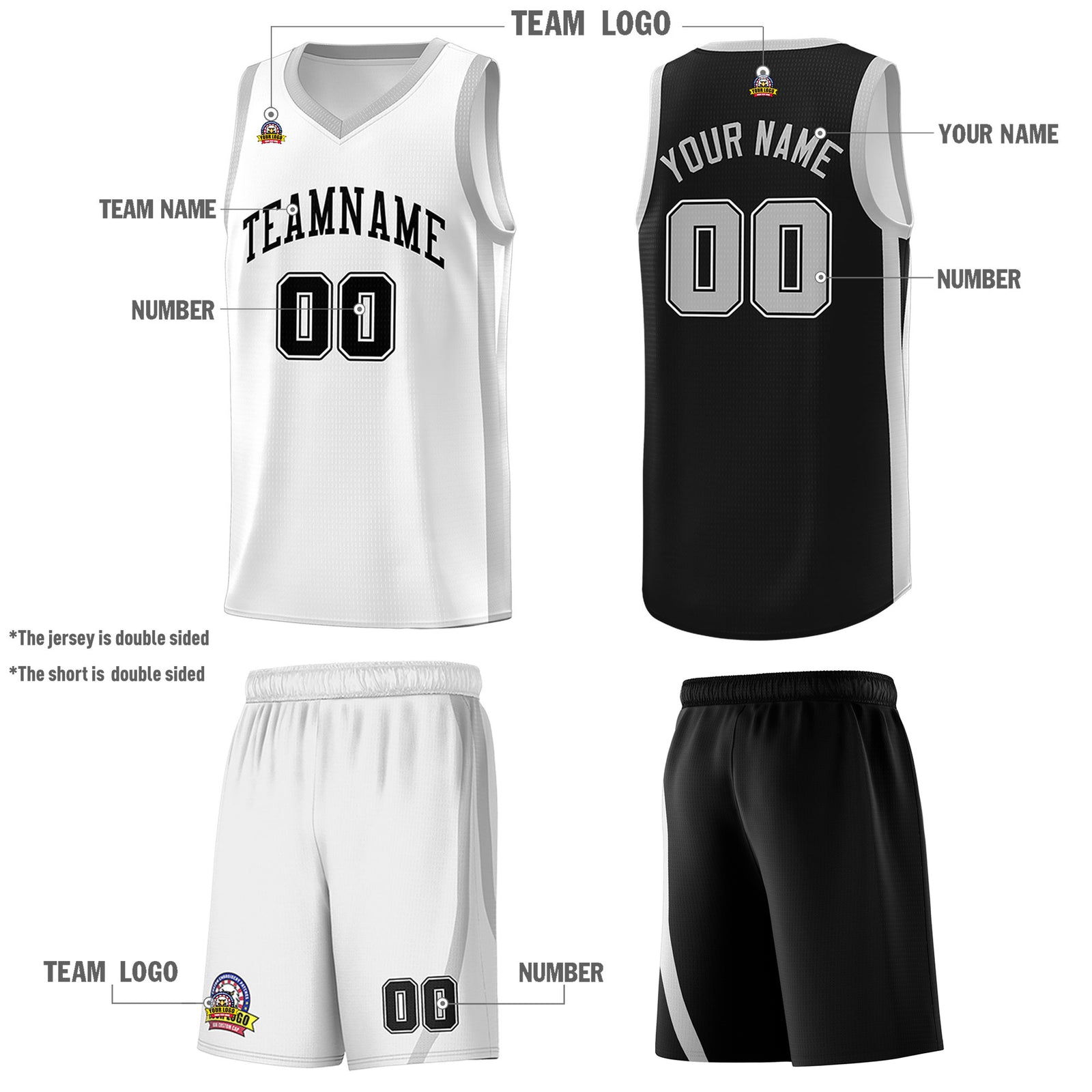 Fans-Made | Custom Black White Double Side Sets Men Basketball Jersey ¡§C Available for Reorder