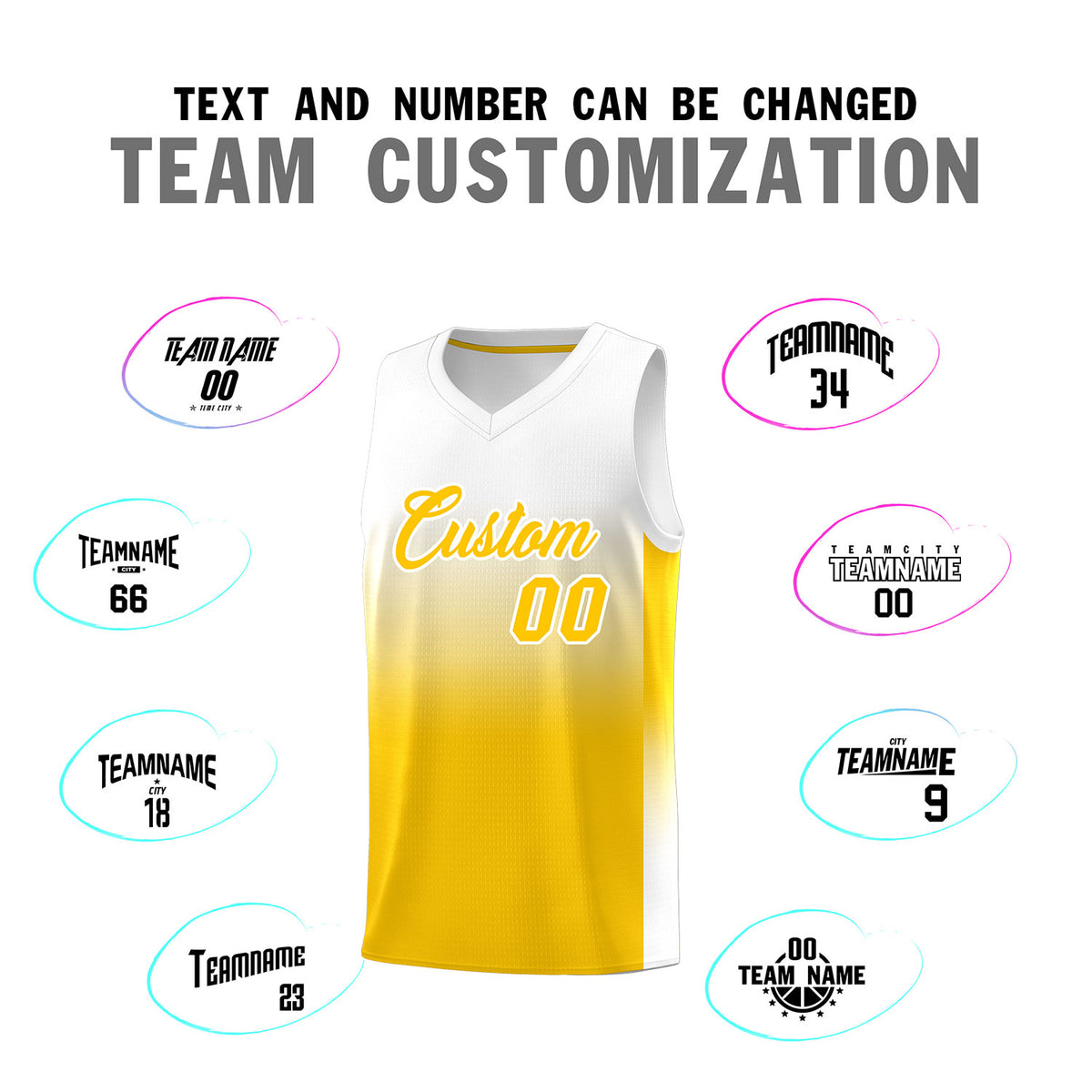 Fans-Made | Custom White Yellow Gradient Fashion Sets Sports Uniform Basketball Jersey – Available for Reorder