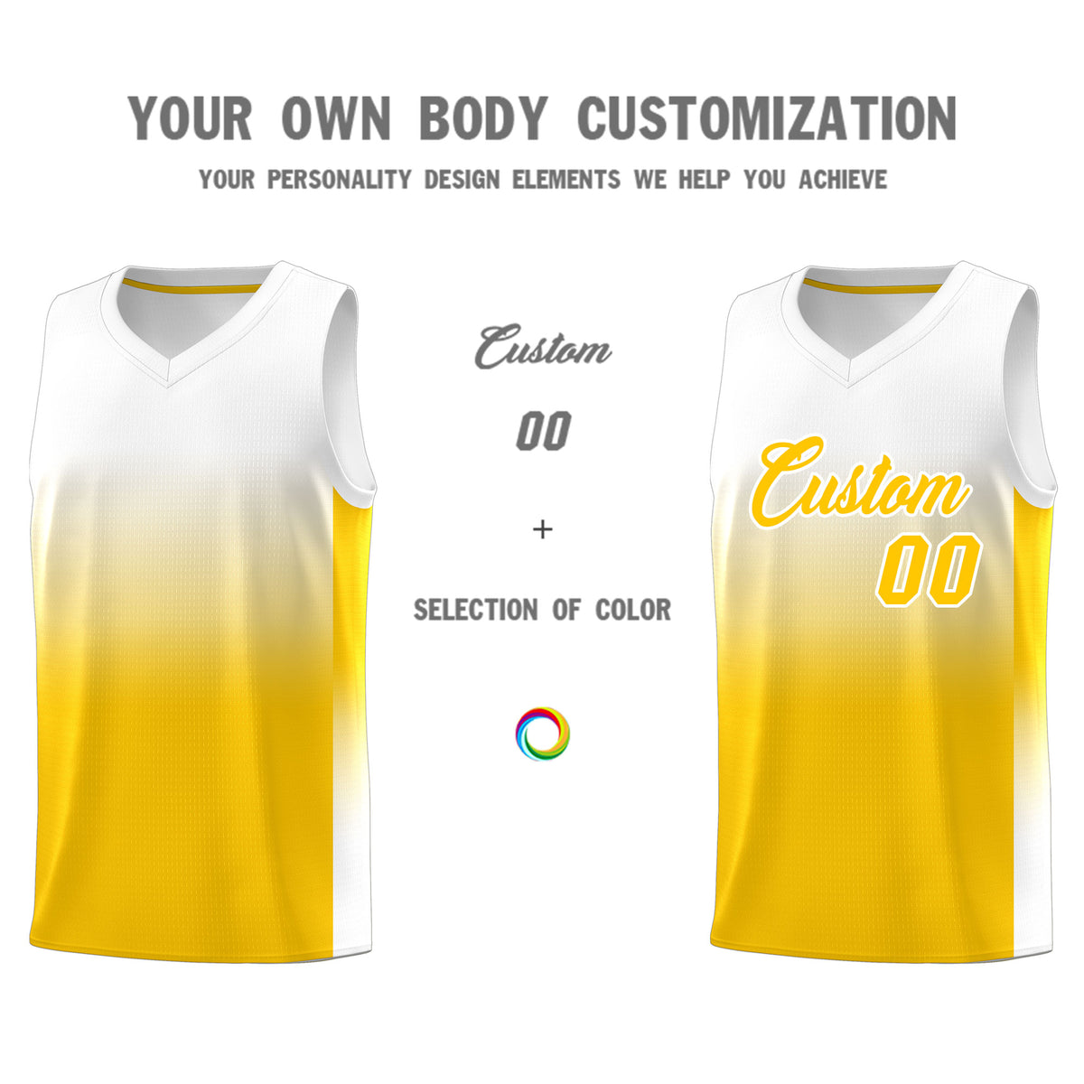 Fans-Made | Custom White Yellow Gradient Fashion Sets Sports Uniform Basketball Jersey – Available for Reorder