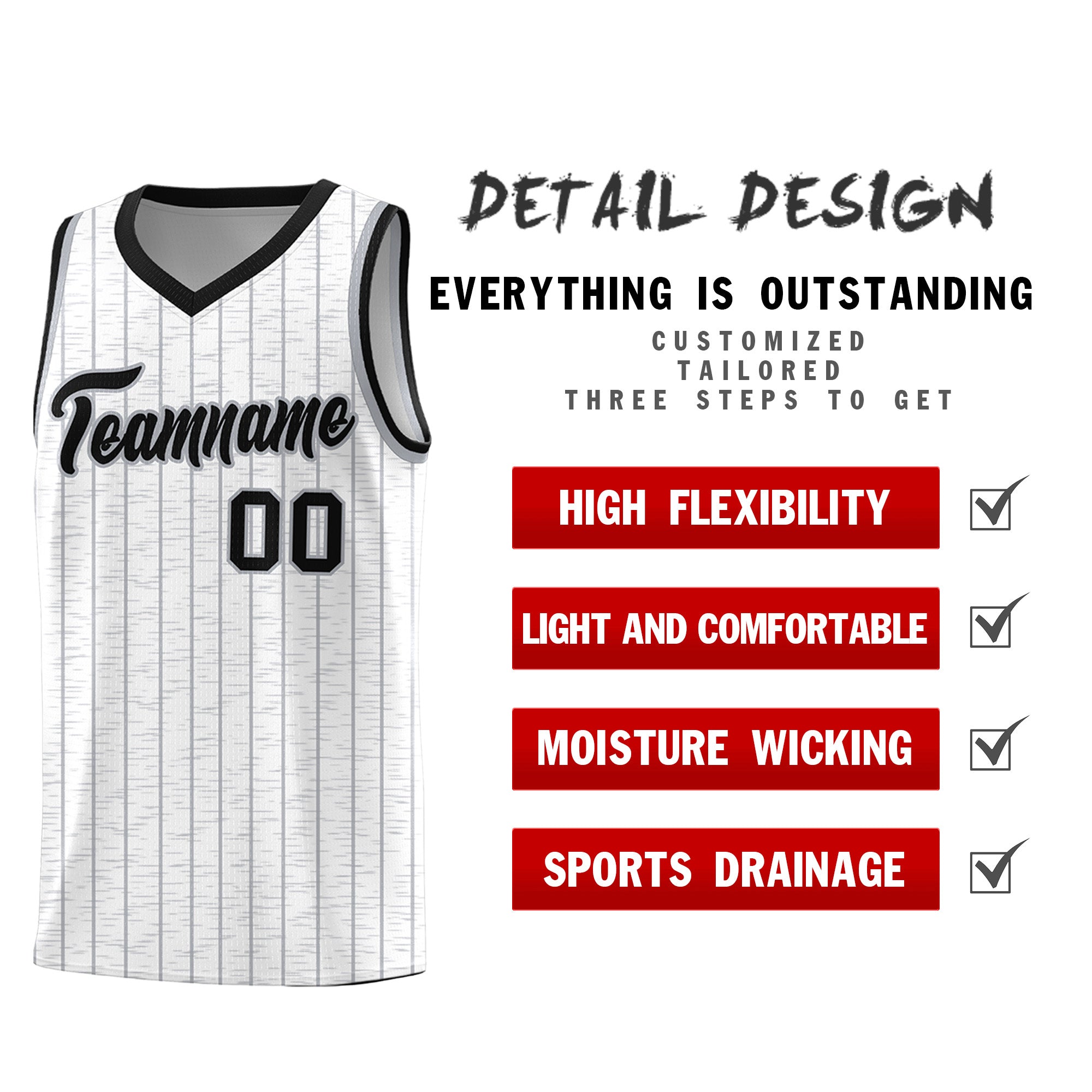 Custom White Custom Gray Pinstripe Retro Sets Uniform Basketball Jersey