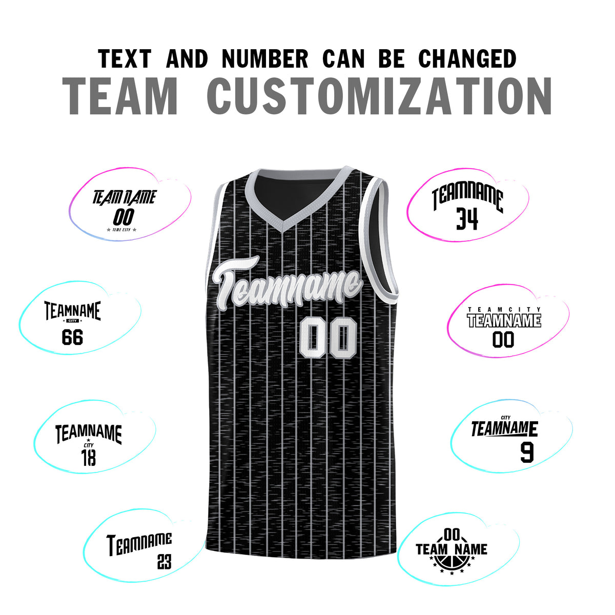 Custom Black Custom Gray Pinstripe Retro Sets Uniform Basketball Jersey