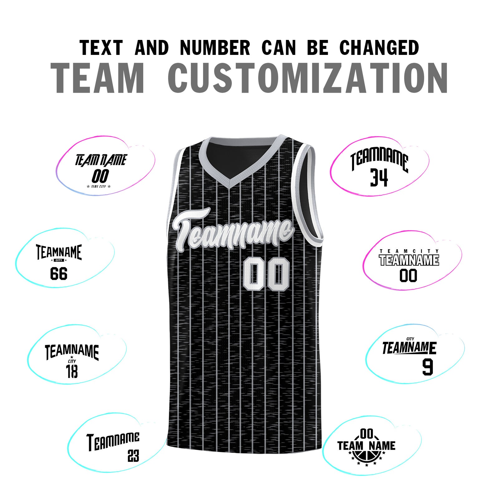 Custom Black Custom Gray Pinstripe Retro Sets Uniform Basketball Jersey