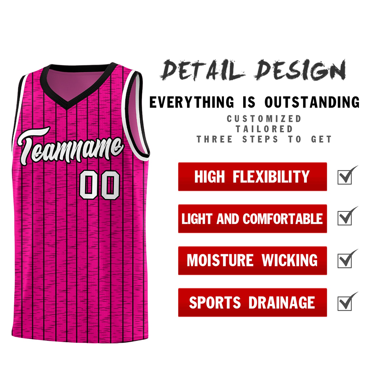 Custom Pink Custom Gray Pinstripe Retro Sets Uniform Basketball Jersey