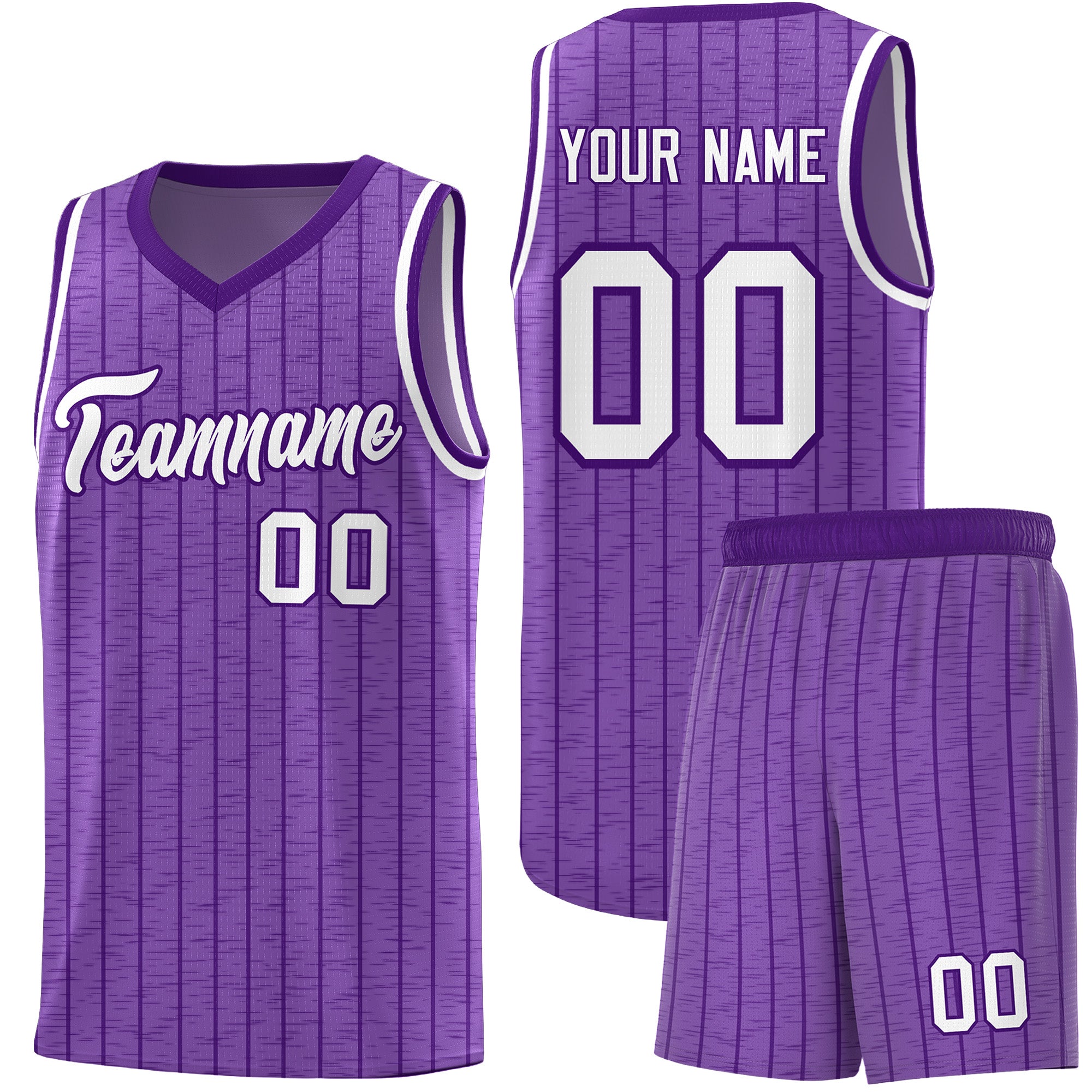 Custom Light Purple Custom Gray Pinstripe Retro Sets Uniform Basketball Jersey
