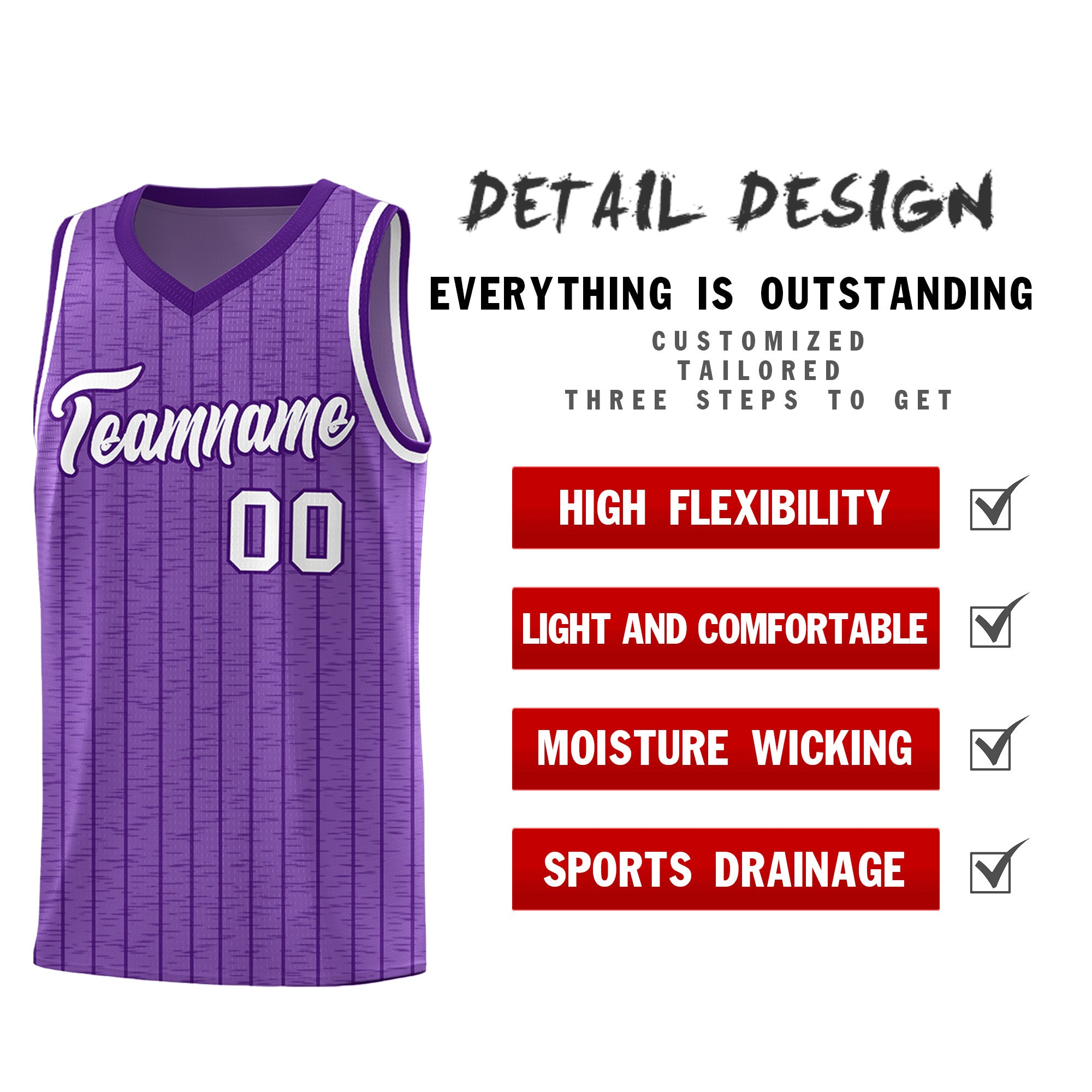 Custom Light Purple Custom Gray Pinstripe Retro Sets Uniform Basketball Jersey