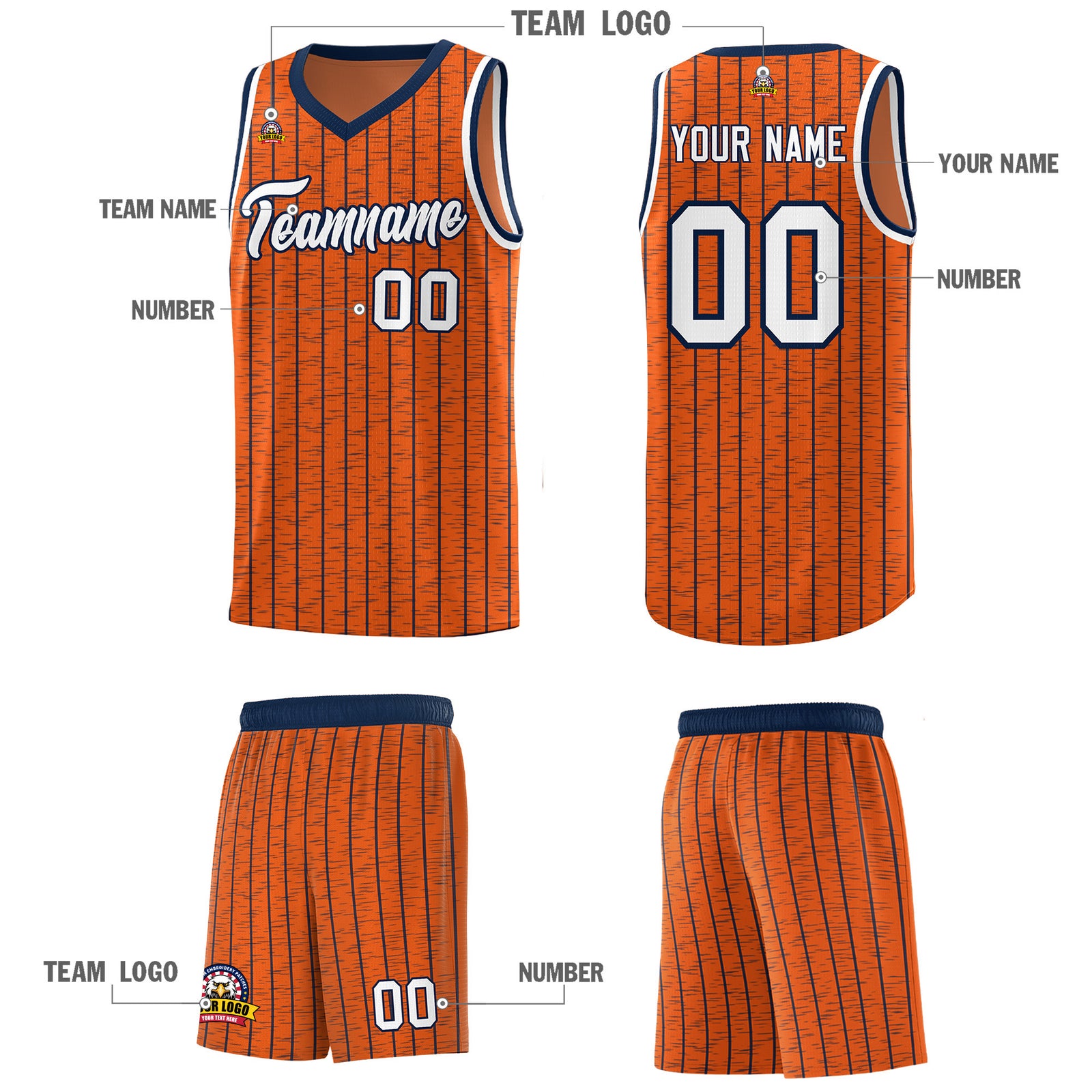 Custom Orange Custom Gray Pinstripe Retro Sets Uniform Basketball Jersey