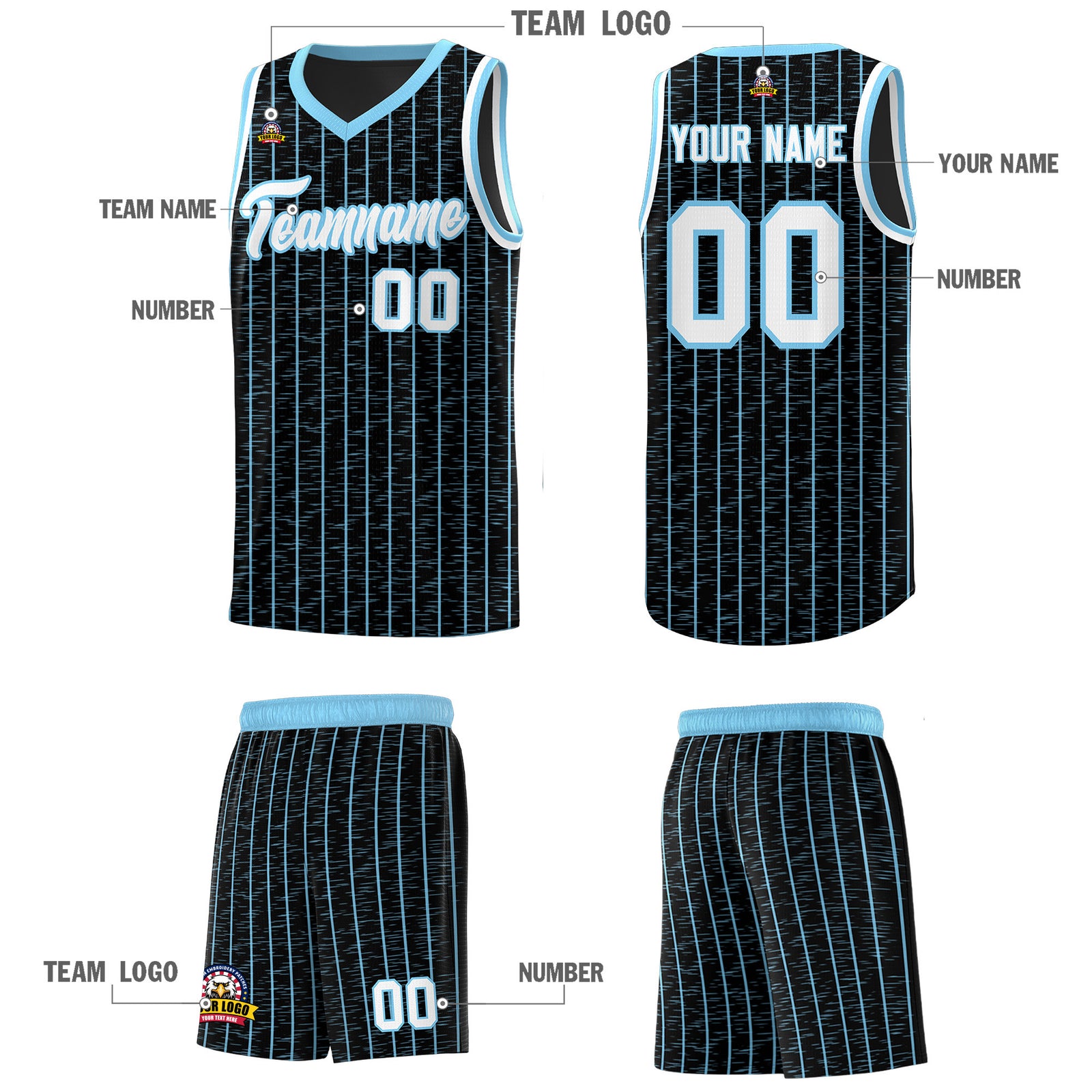 Custom Black Custom Gray Pinstripe Retro Sets Uniform Basketball Jersey