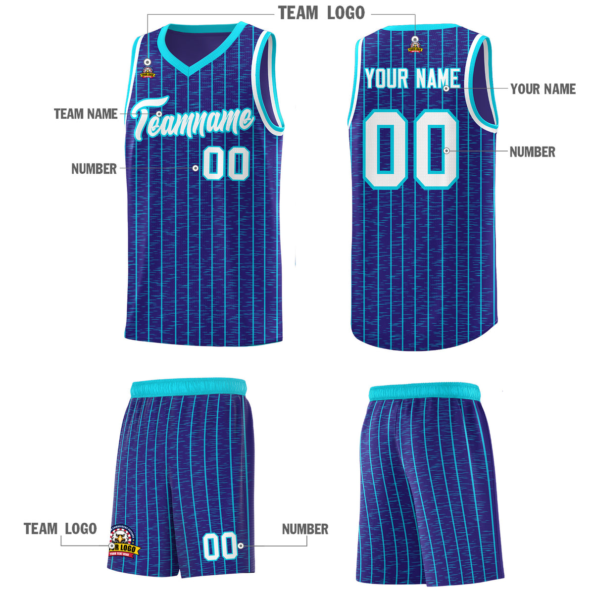 Custom Royal Custom Gray Pinstripe Retro Sets Uniform Basketball Jersey