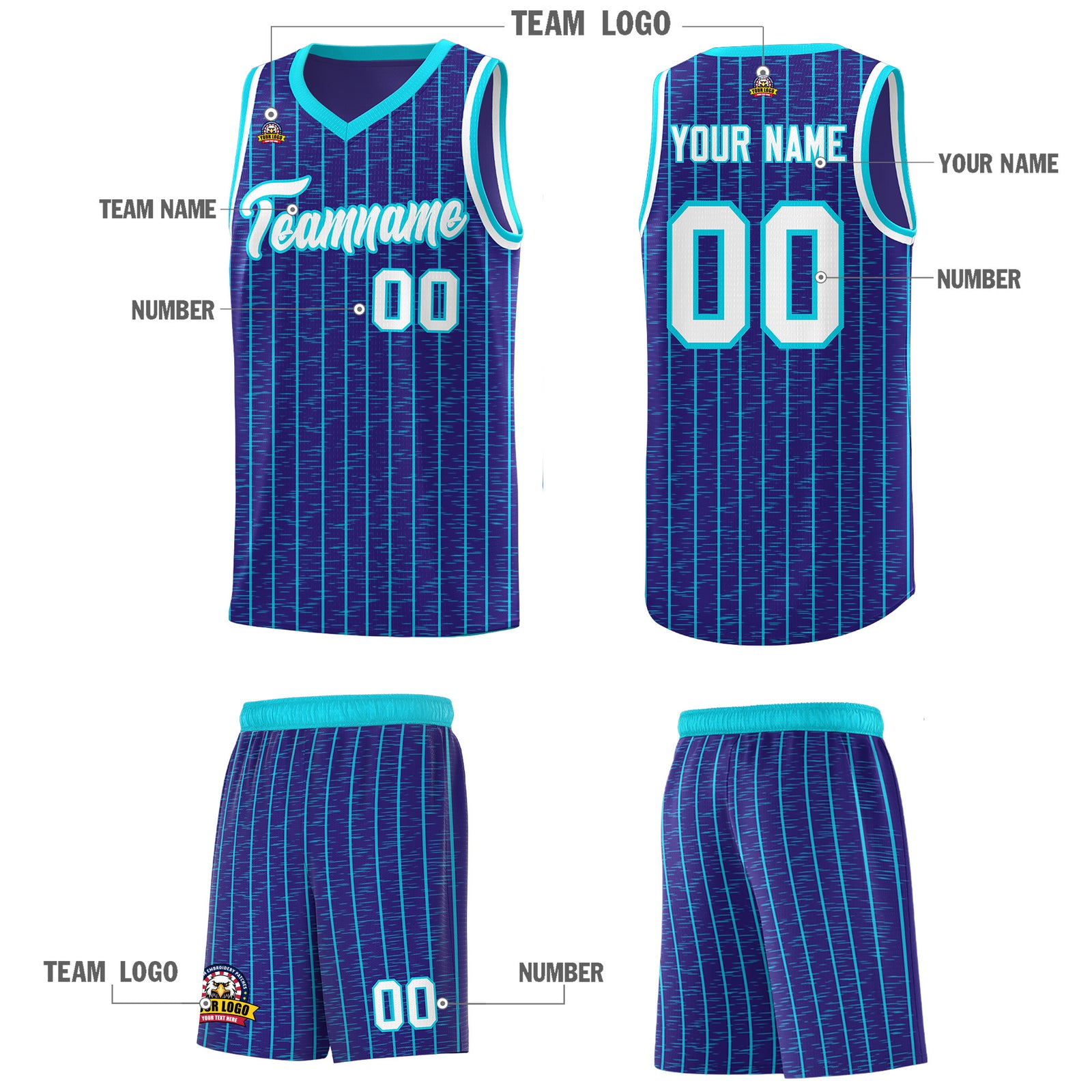 Custom Royal Custom Gray Pinstripe Retro Sets Uniform Basketball Jersey