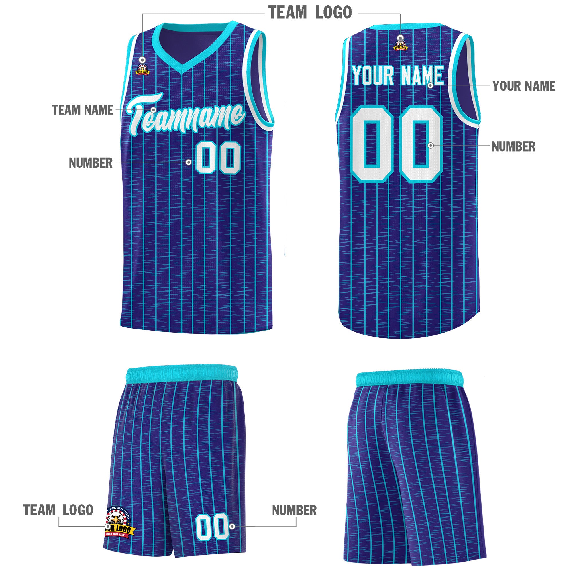 Custom Royal Custom Gray Pinstripe Retro Sets Uniform Basketball Jersey