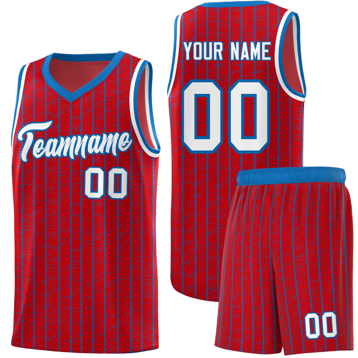 Custom Red Custom Gray Pinstripe Retro Sets Uniform Basketball Jersey