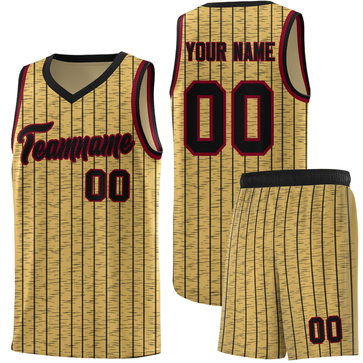 Custom Old Gold Custom Gray Pinstripe Retro Sets Uniform Basketball Jersey