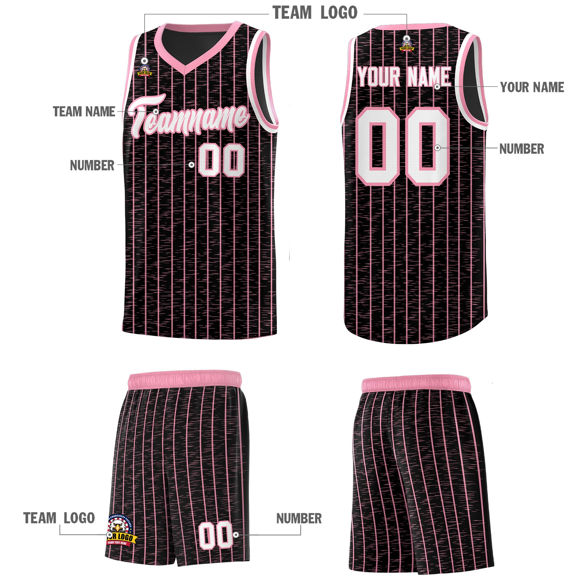Custom Black Custom Gray Pinstripe Retro Sets Uniform Basketball Jersey