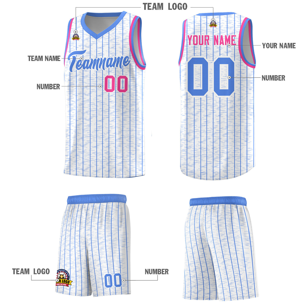 Custom White Custom Gray Pinstripe Retro Sets Uniform Basketball Jersey
