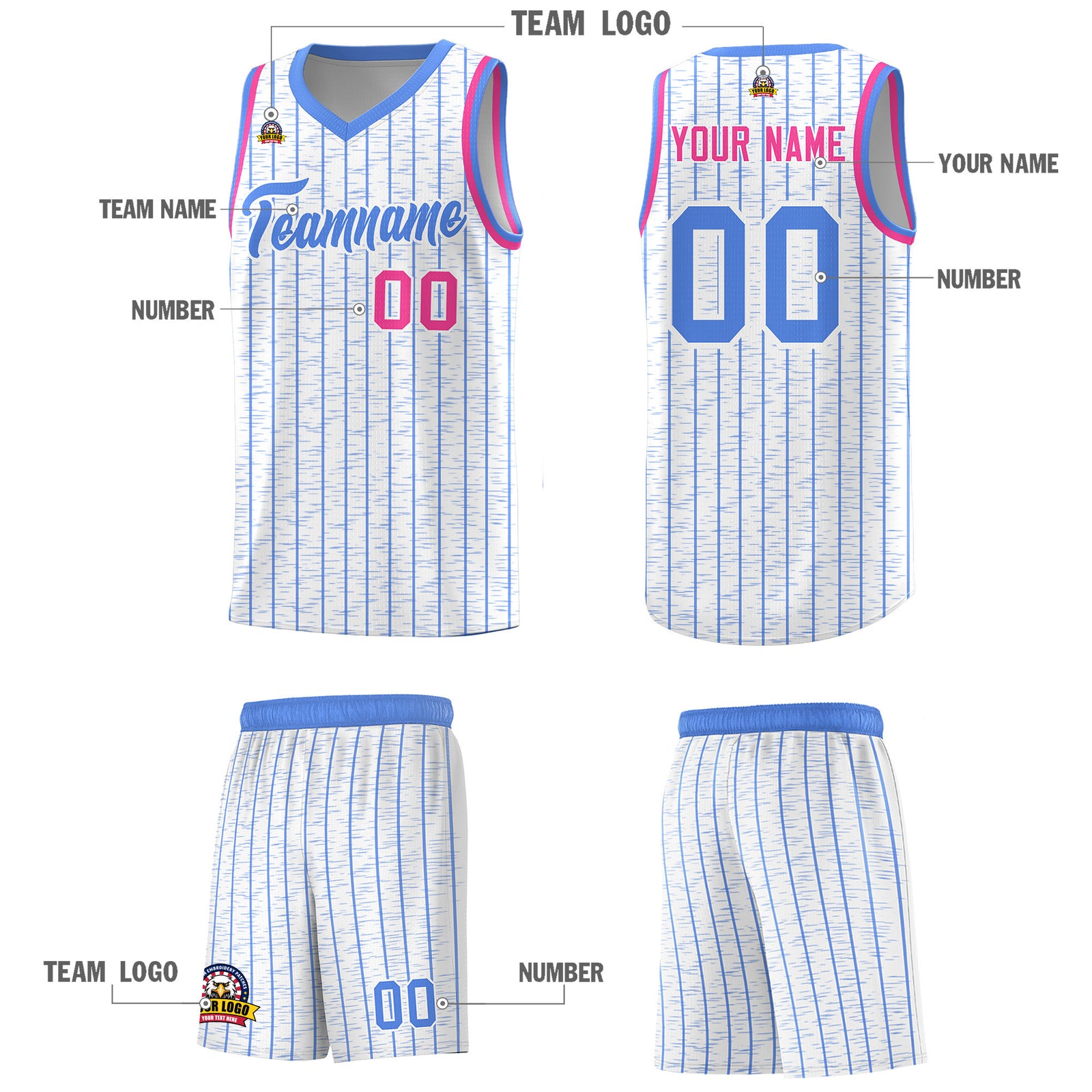 Custom White Custom Gray Pinstripe Retro Sets Uniform Basketball Jersey