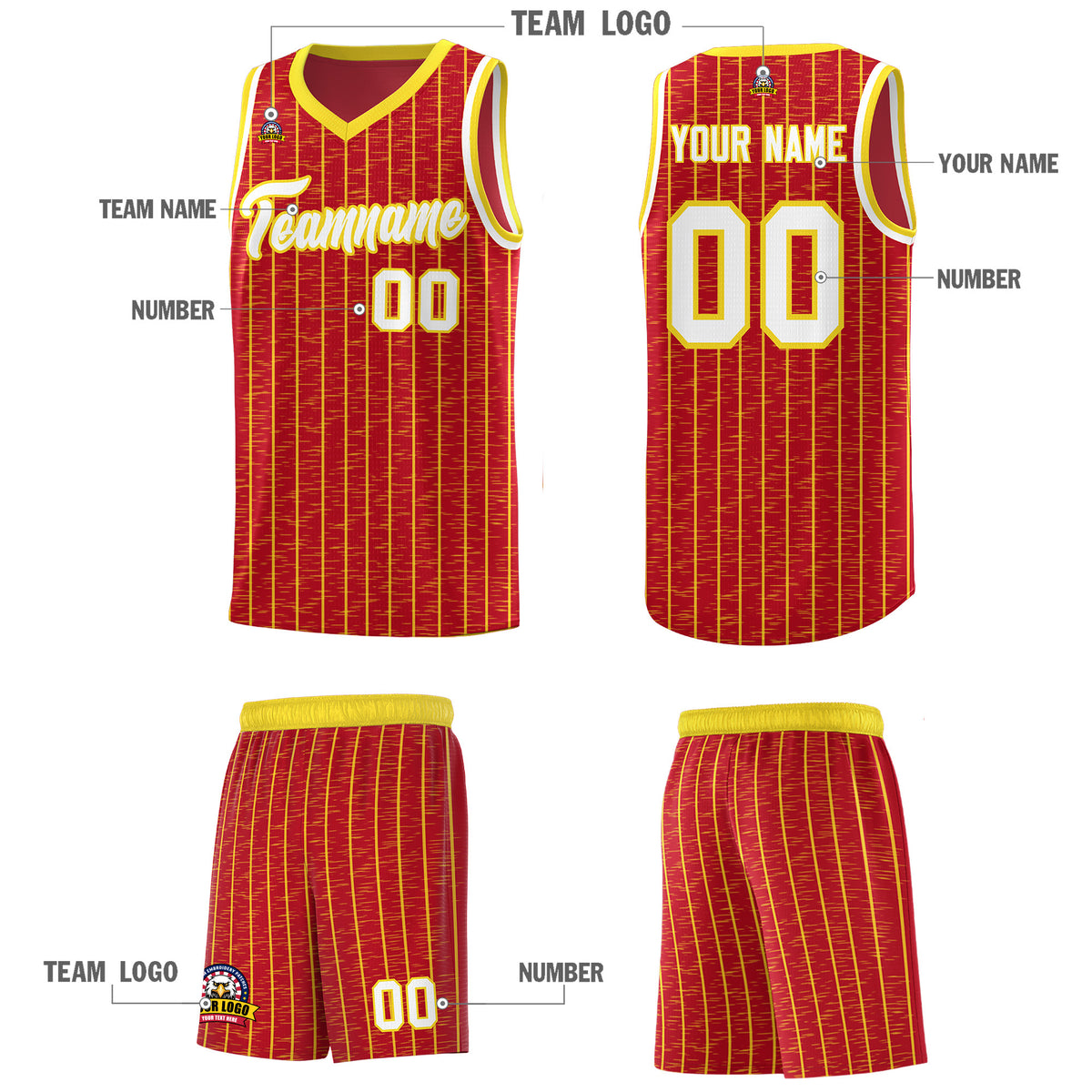 Custom Red Custom Gray Pinstripe Retro Sets Uniform Basketball Jersey
