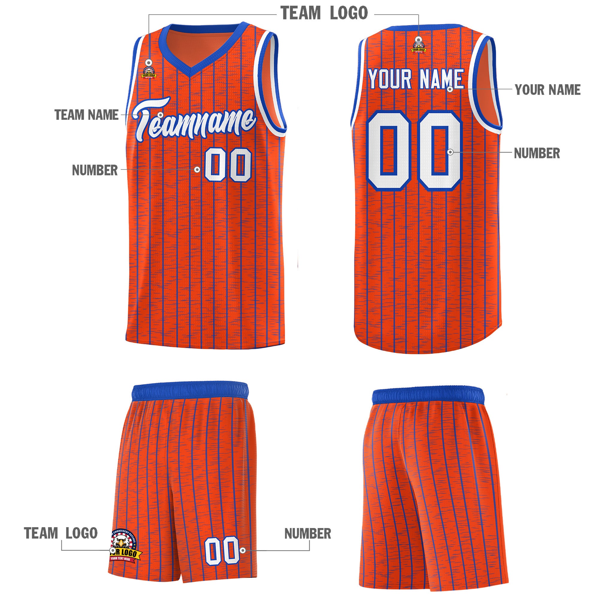 Custom Orange Custom Gray Pinstripe Retro Sets Uniform Basketball Jersey