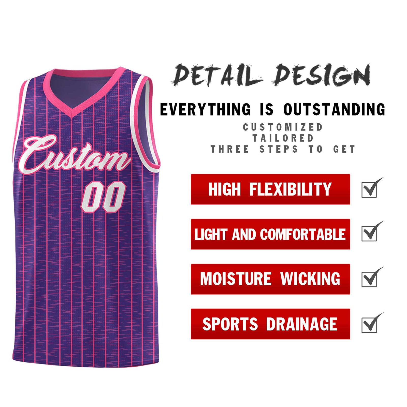 Custom Purple Custom Gray Pinstripe Retro Sets Uniform Basketball Jersey