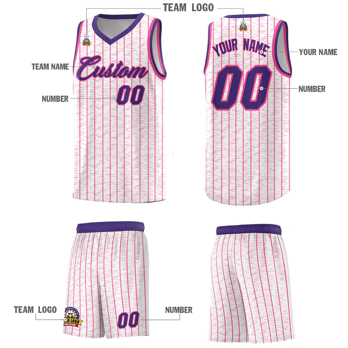 Custom White Custom Gray Pinstripe Retro Sets Uniform Basketball Jersey