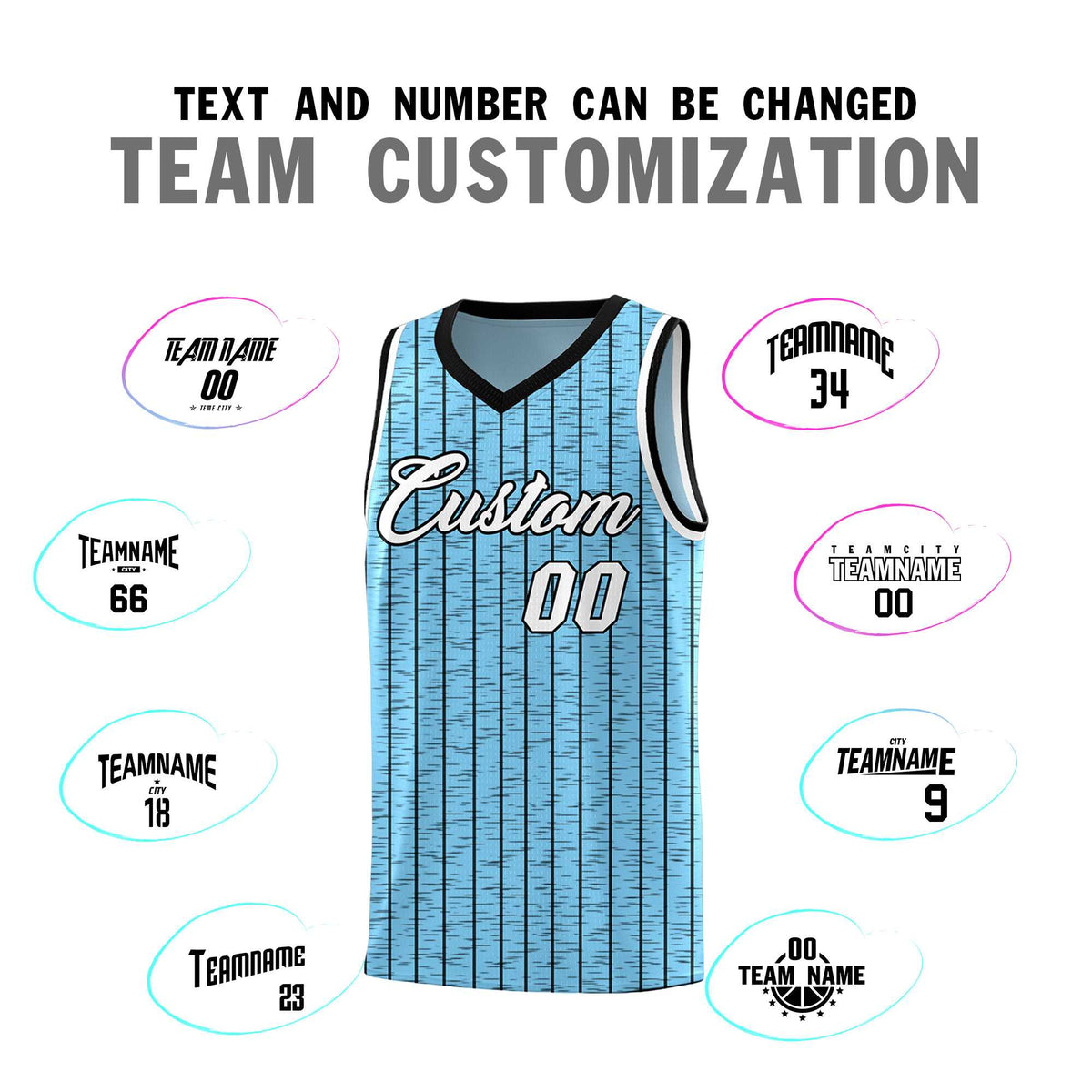 Custom Light Blue Custom Gray Pinstripe Retro Sets Uniform Basketball Jersey