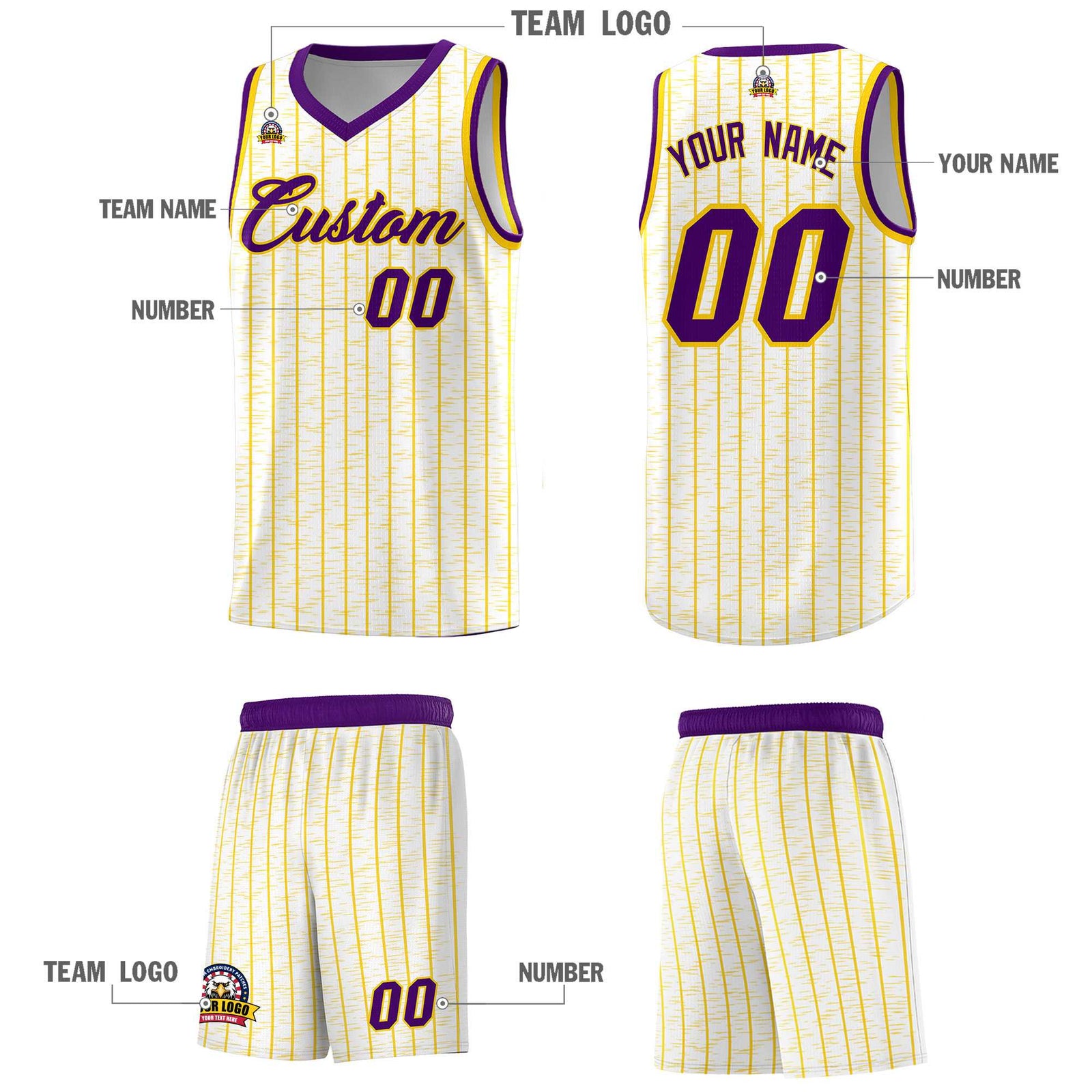 Custom White Custom Gray Pinstripe Retro Sets Uniform Basketball Jersey