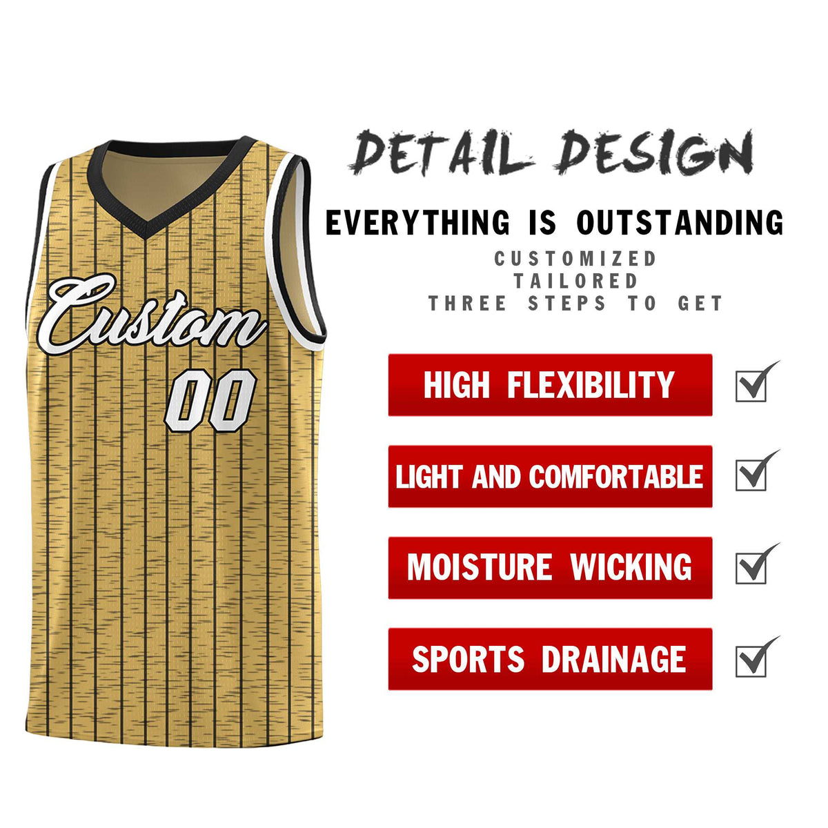Custom Old Gold Custom Gray Pinstripe Retro Sets Uniform Basketball Jersey