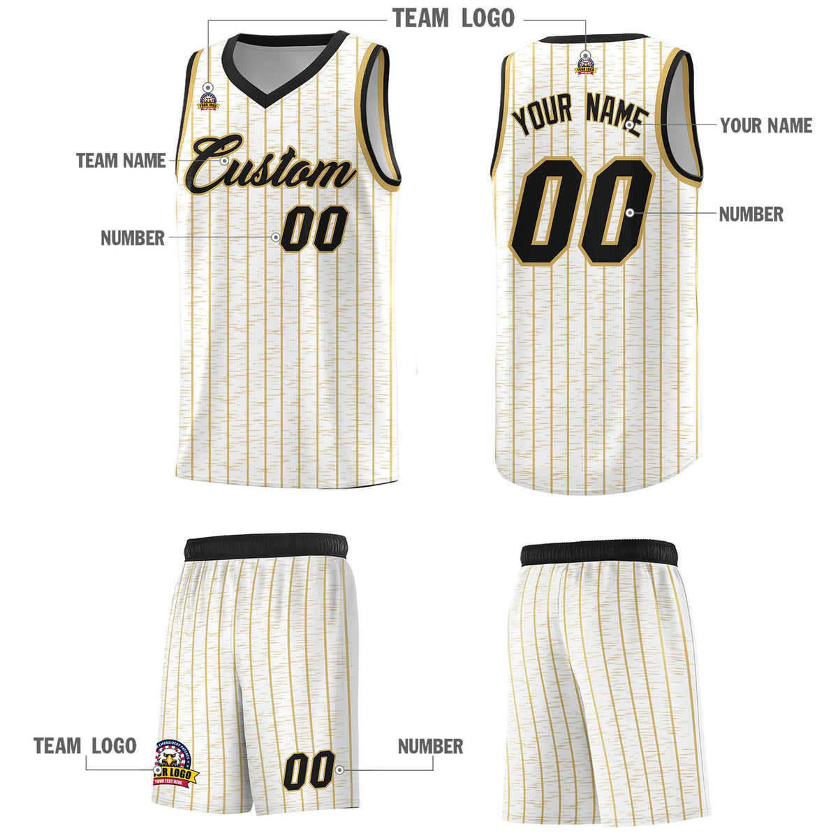 Custom White Custom Gray Pinstripe Retro Sets Uniform Basketball Jersey