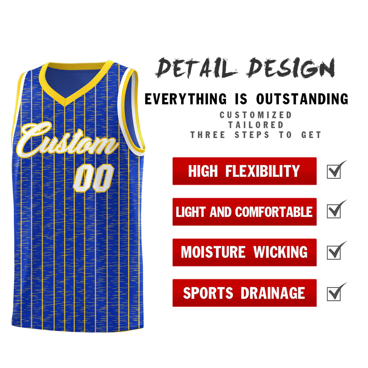 Custom Royal Blue Custom Gray Pinstripe Retro Sets Uniform Basketball Jersey