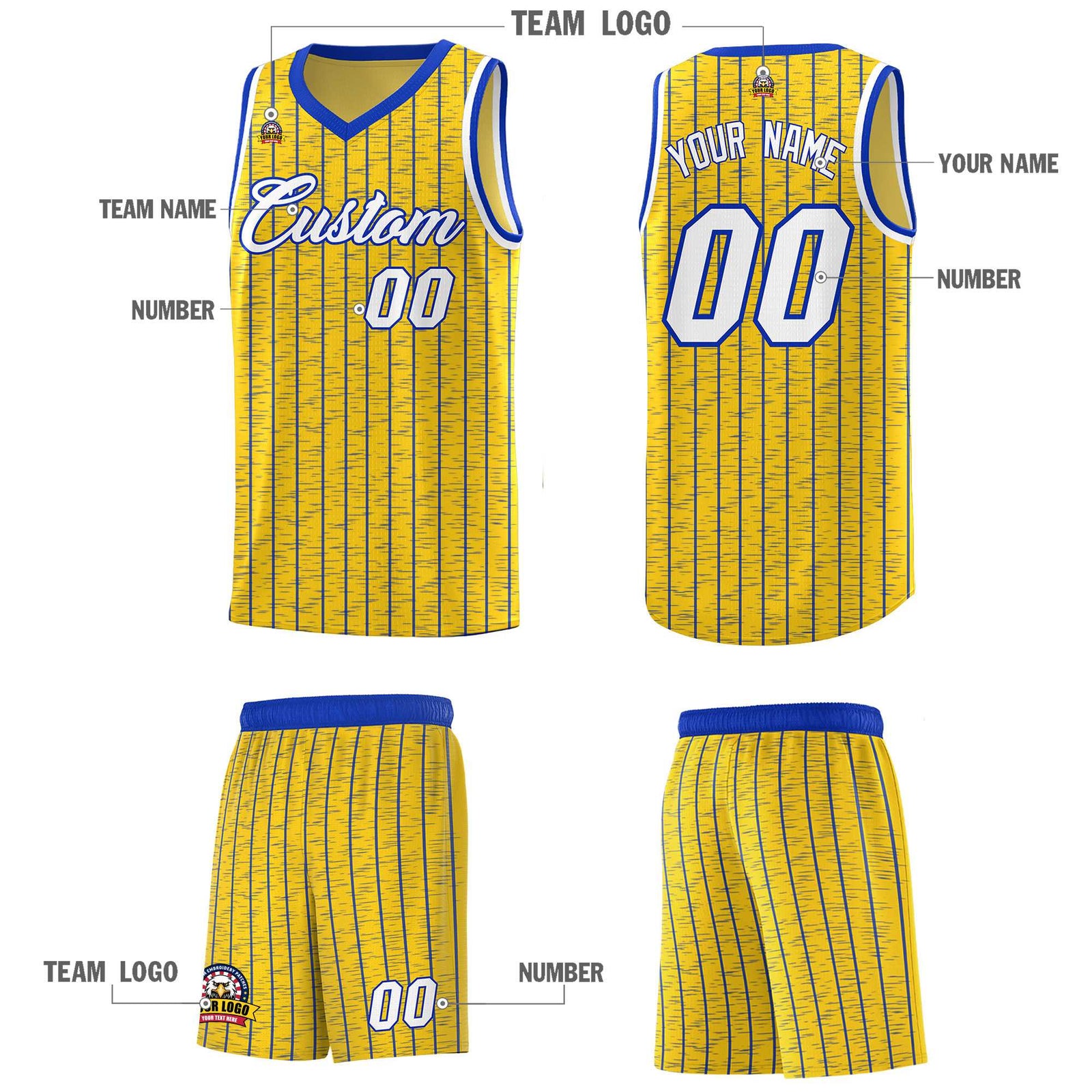 Custom Gold Custom Gray Pinstripe Retro Sets Uniform Basketball Jersey