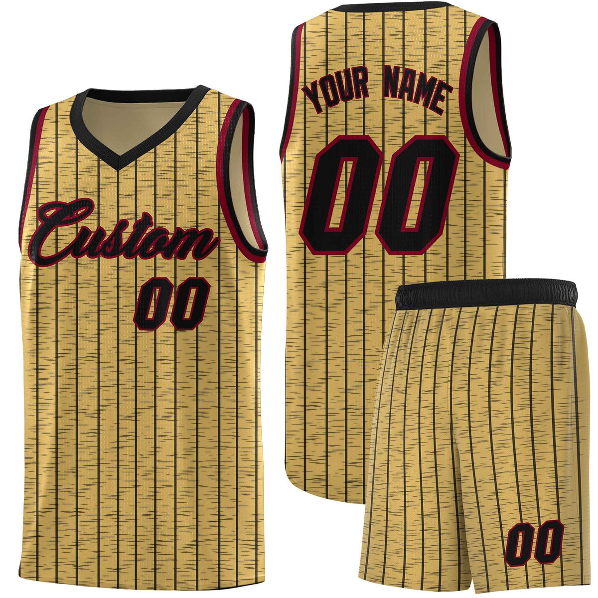 Custom Old Gold Custom Gray Pinstripe Retro Sets Uniform Basketball Jersey