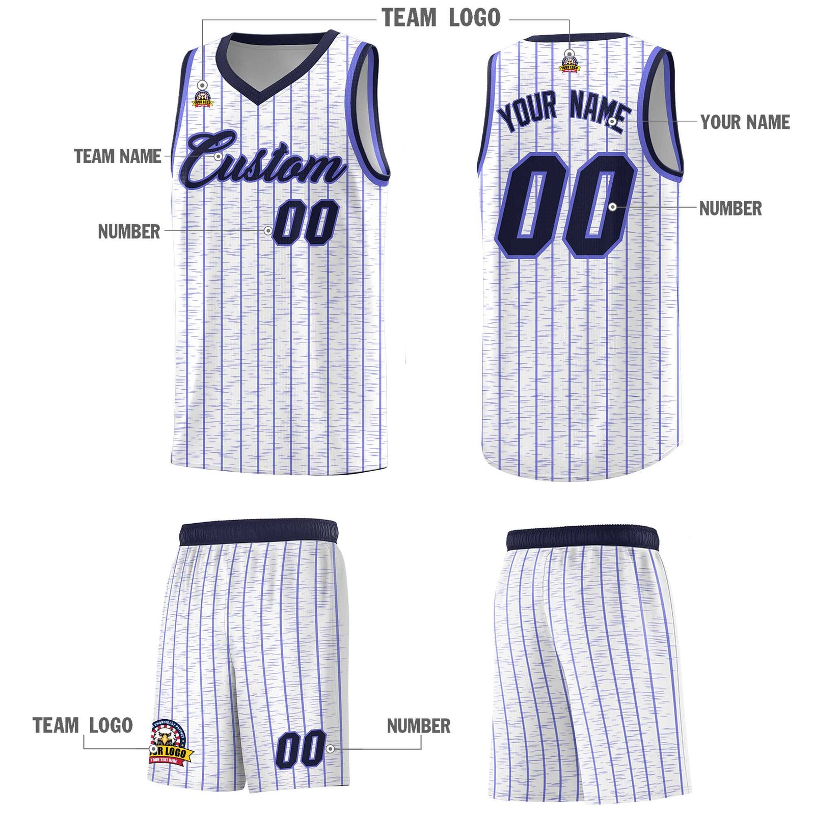 Custom White Custom Gray Pinstripe Retro Sets Uniform Basketball Jersey