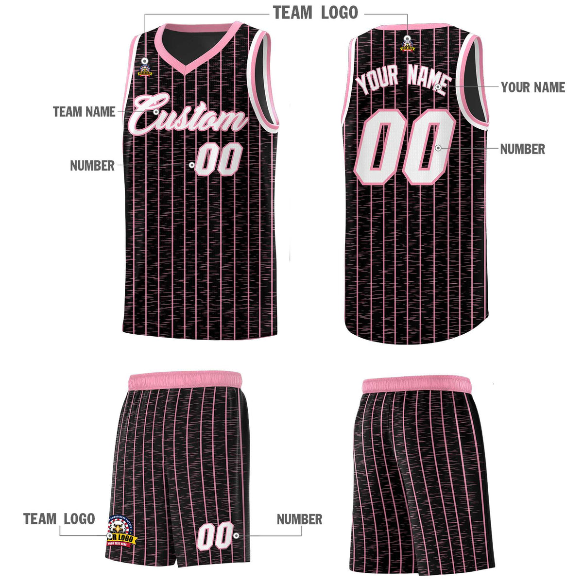 Custom Black Custom Gray Pinstripe Retro Sets Uniform Basketball Jersey