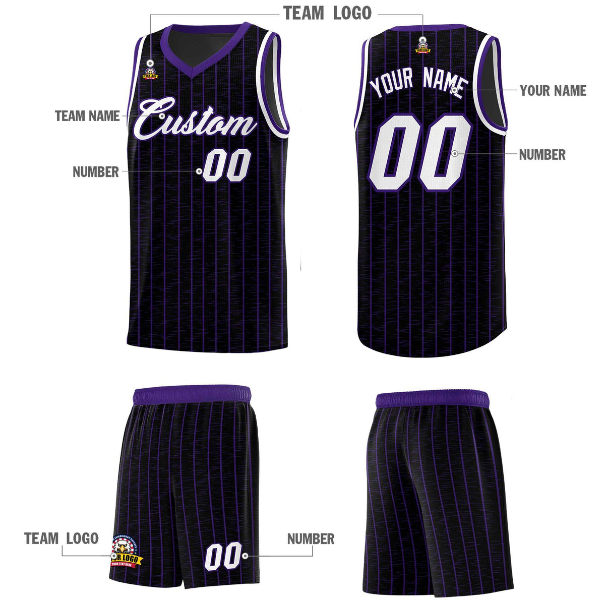 Custom Black Custom Gray Pinstripe Retro Sets Uniform Basketball Jersey