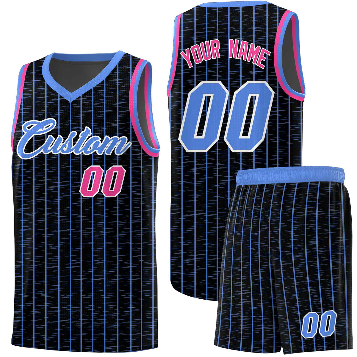 Custom Black Custom Gray Pinstripe Retro Sets Uniform Basketball Jersey