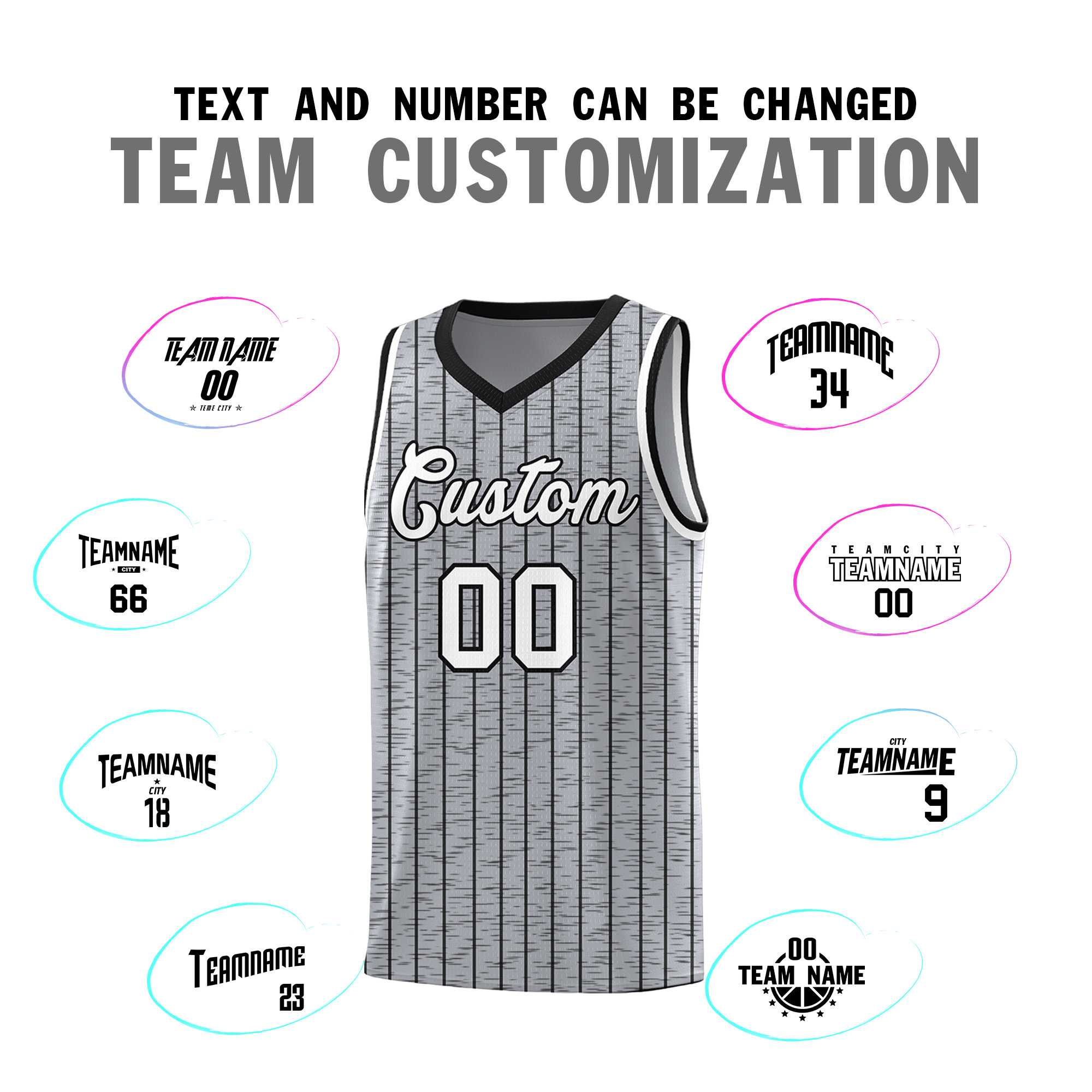 Custom Gray Custom Gray Pinstripe Retro Sets Uniform Basketball Jersey