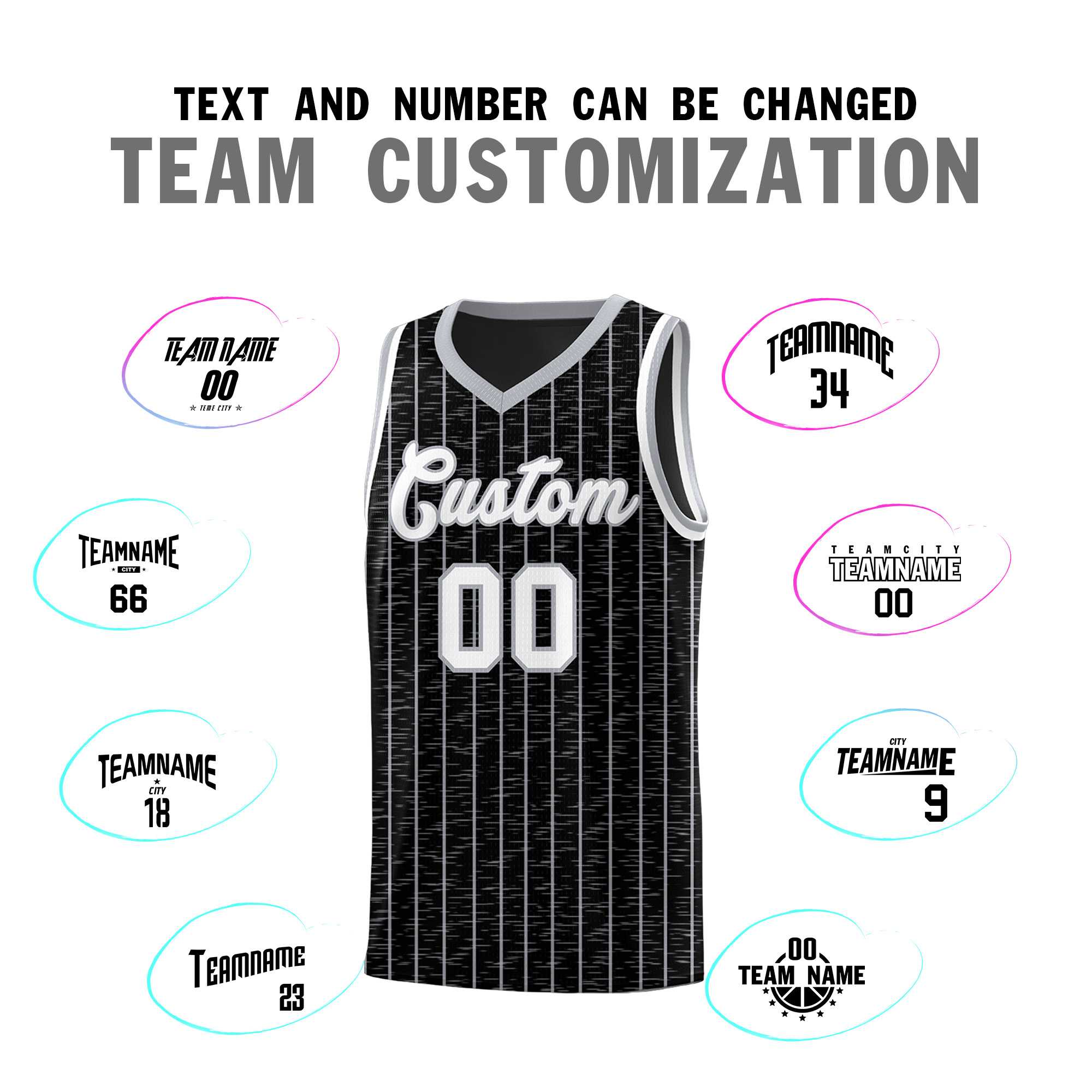 Custom Black Custom Gray Pinstripe Retro Sets Uniform Basketball Jersey