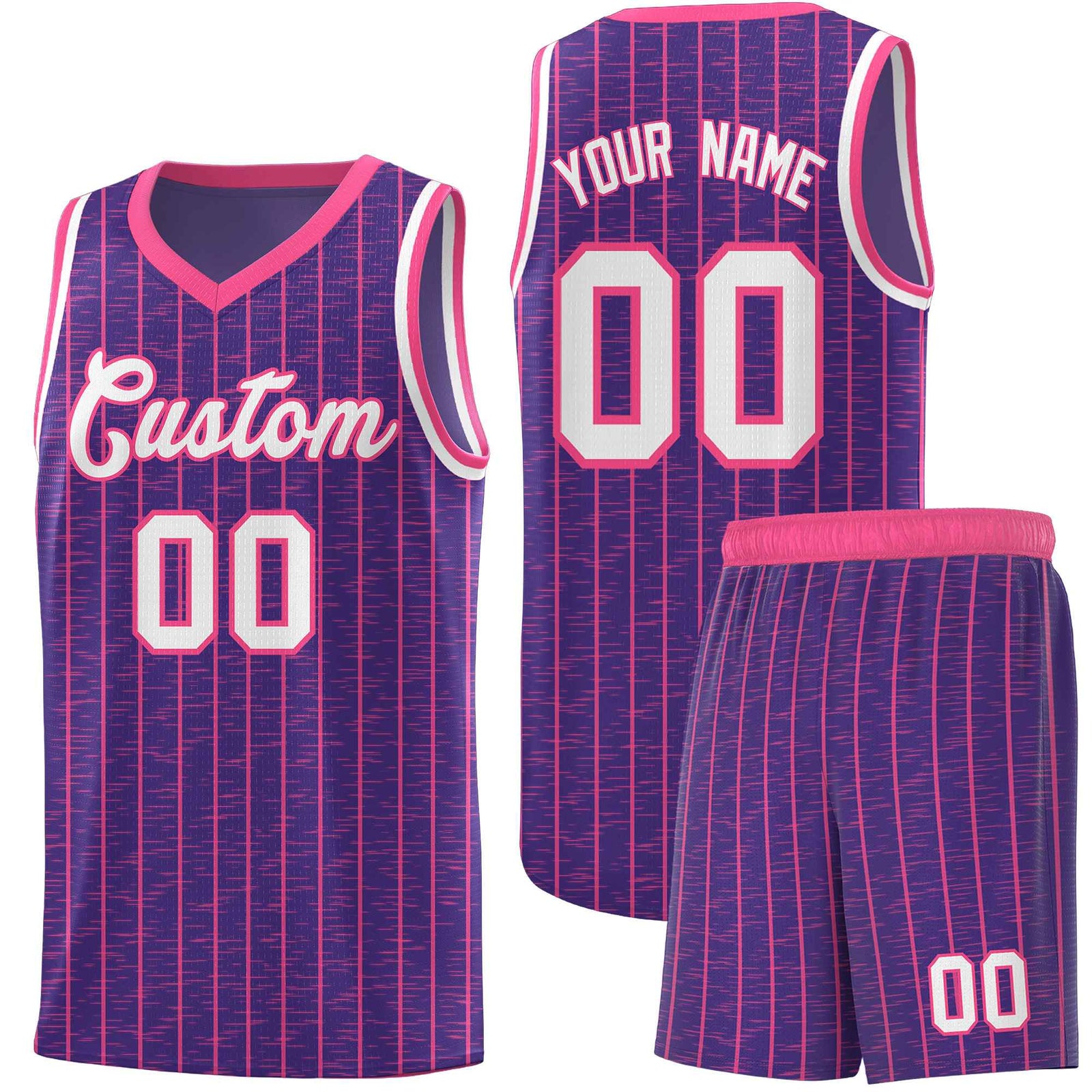 Custom Purple Custom Gray Pinstripe Retro Sets Uniform Basketball Jersey