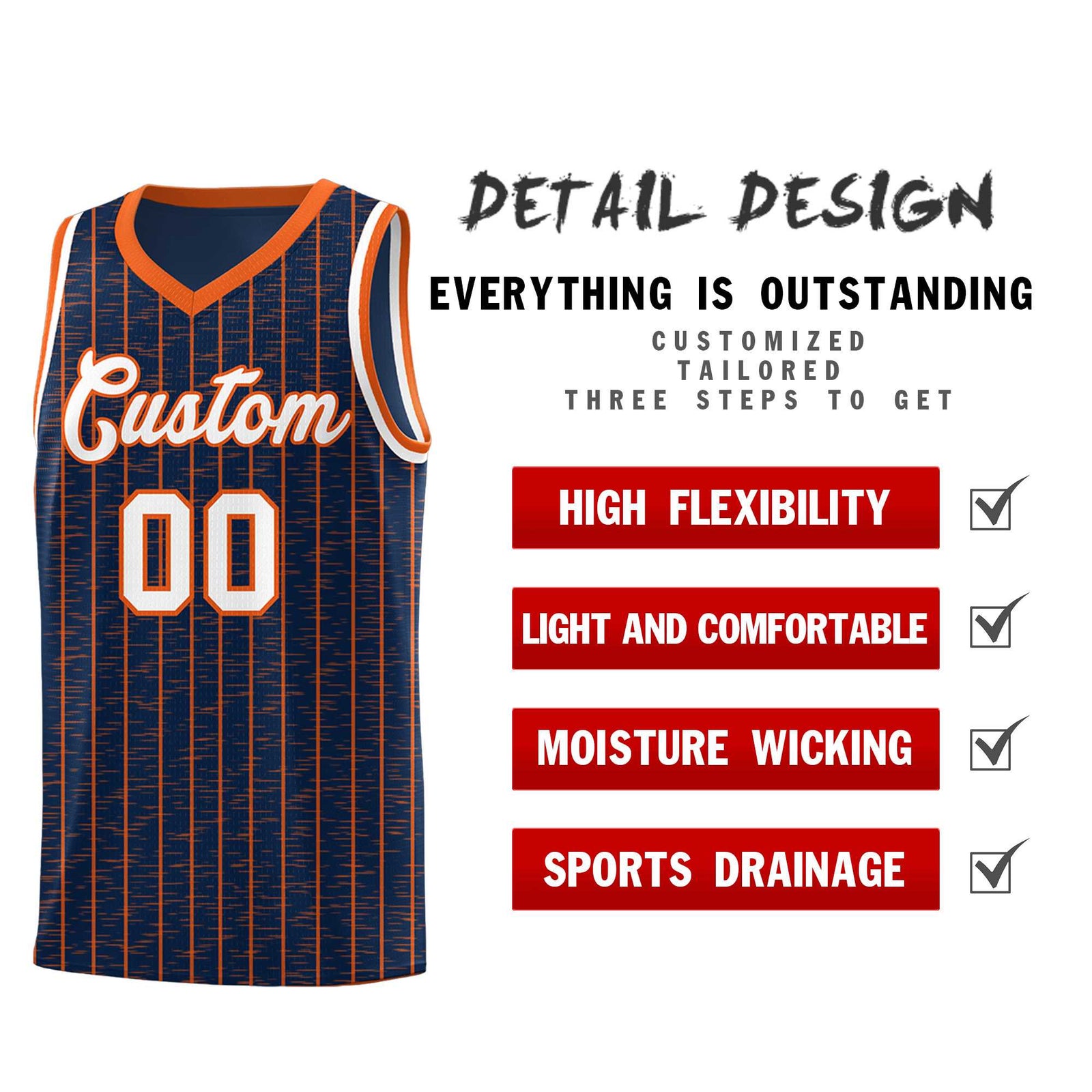 Custom Navy Custom Gray Pinstripe Retro Sets Uniform Basketball Jersey