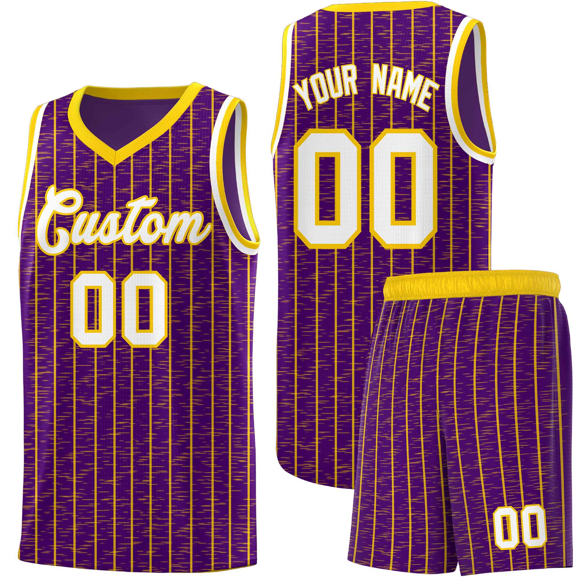 Custom Purple Custom Gray Pinstripe Retro Sets Uniform Basketball Jersey