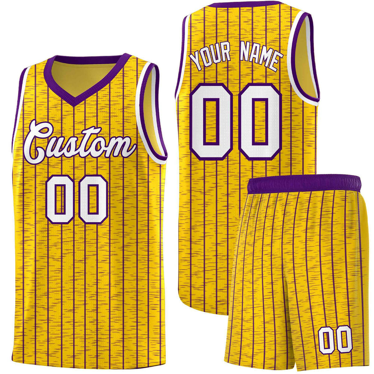 Custom Gold Custom Gray Pinstripe Retro Sets Uniform Basketball Jersey