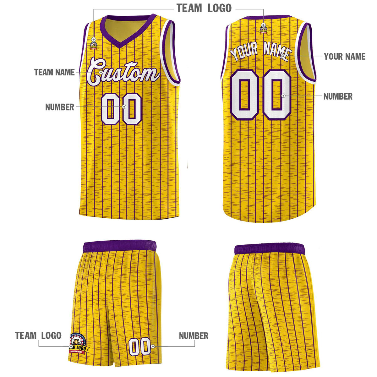 Custom Gold Custom Gray Pinstripe Retro Sets Uniform Basketball Jersey