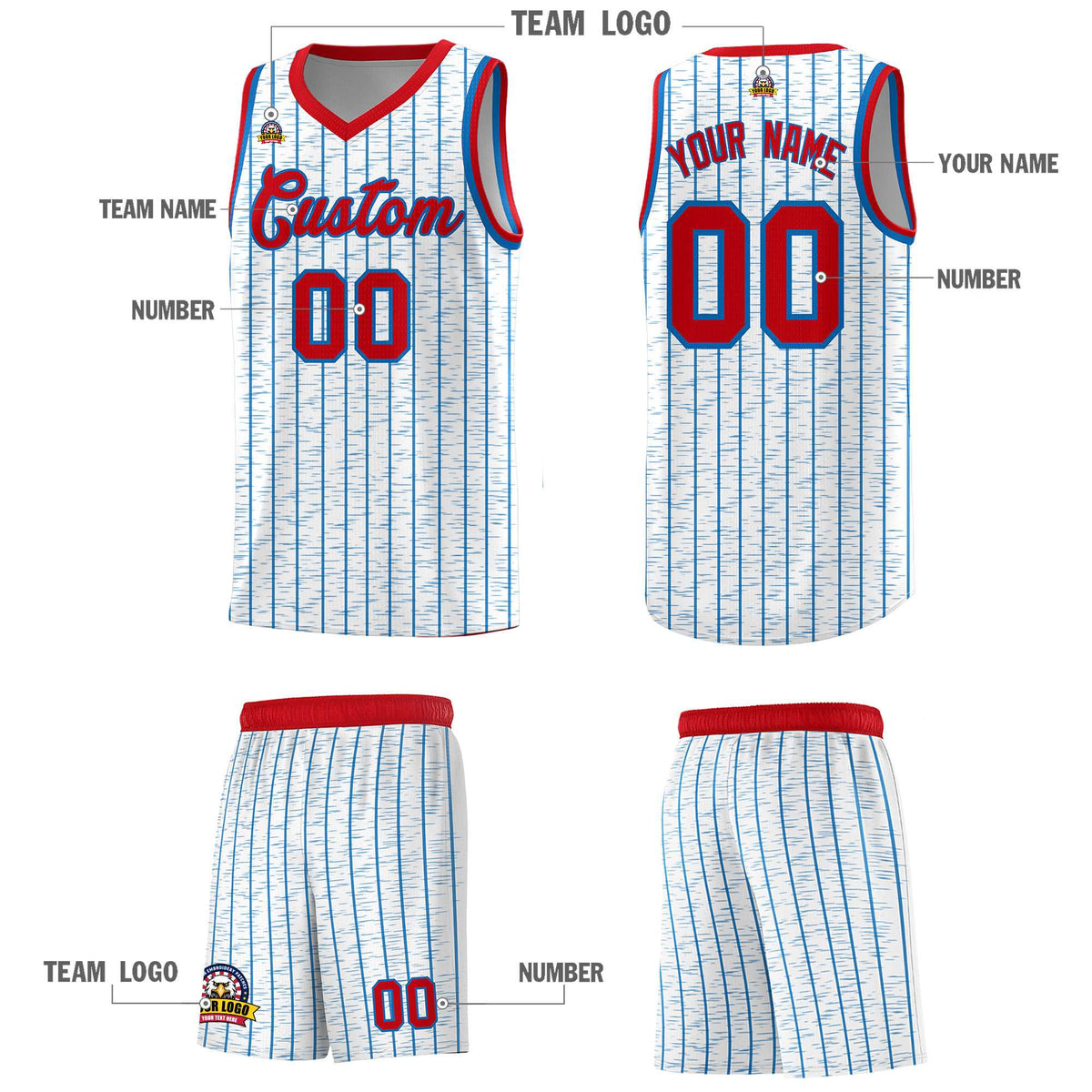 Custom White Custom Gray Pinstripe Retro Sets Uniform Basketball Jersey