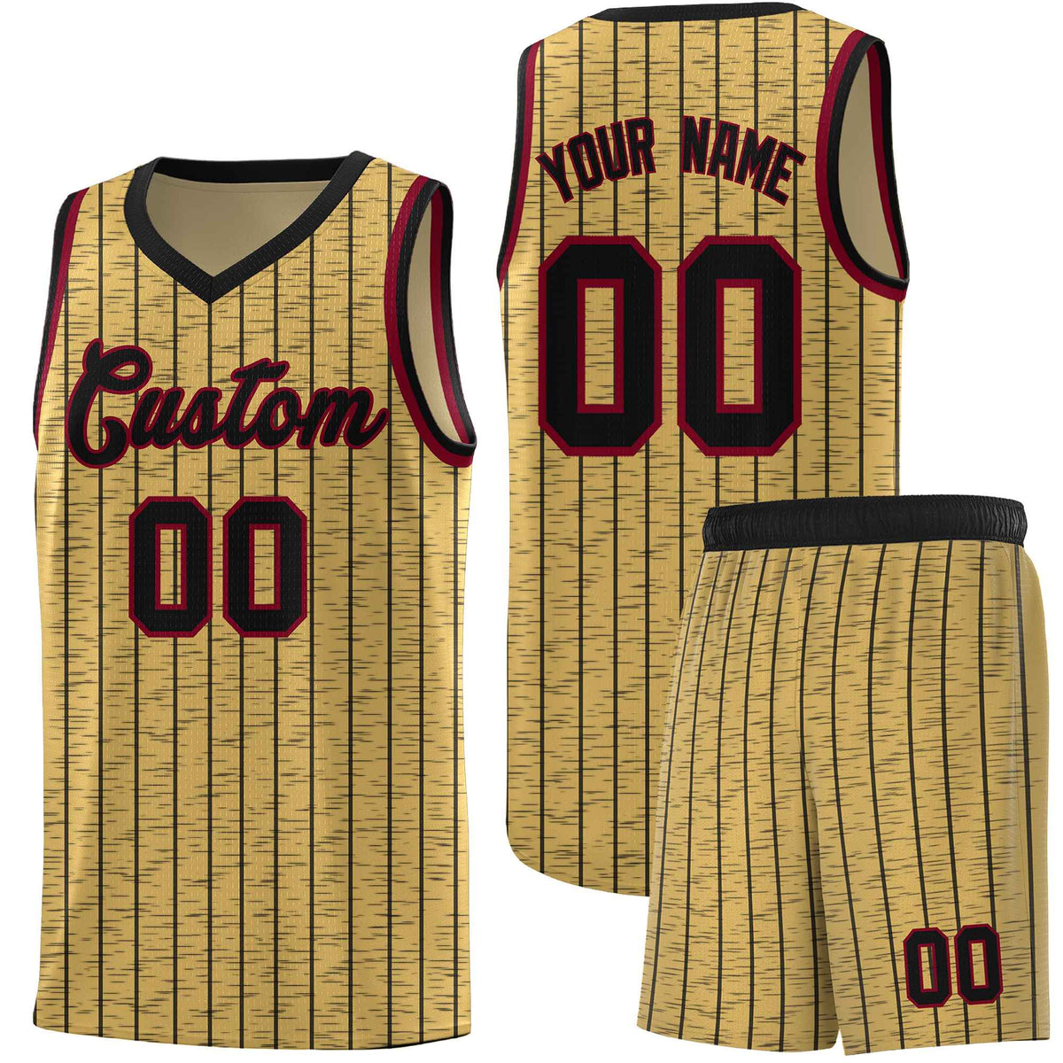 Custom Old Gold Custom Gray Pinstripe Retro Sets Uniform Basketball Jersey