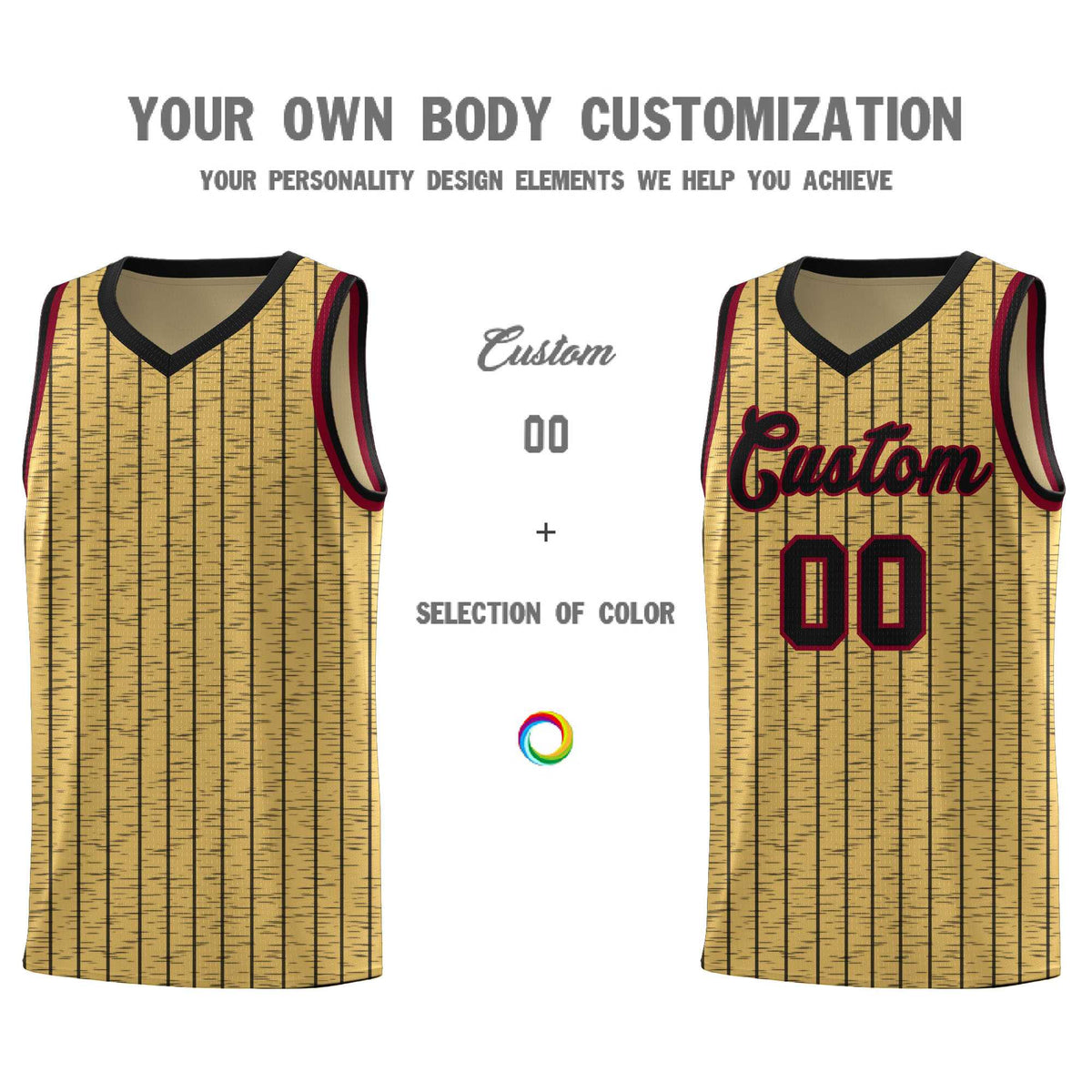 Custom Old Gold Custom Gray Pinstripe Retro Sets Uniform Basketball Jersey
