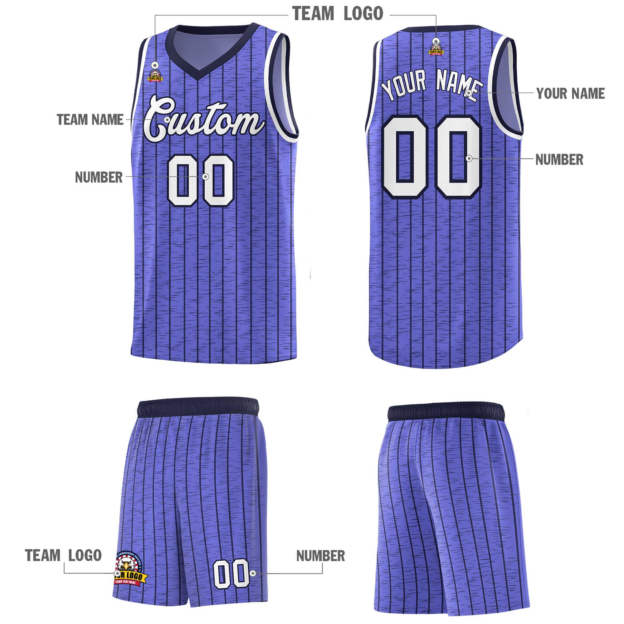 Custom Munsell Blue Custom Gray Pinstripe Retro Sets Uniform Basketball Jersey