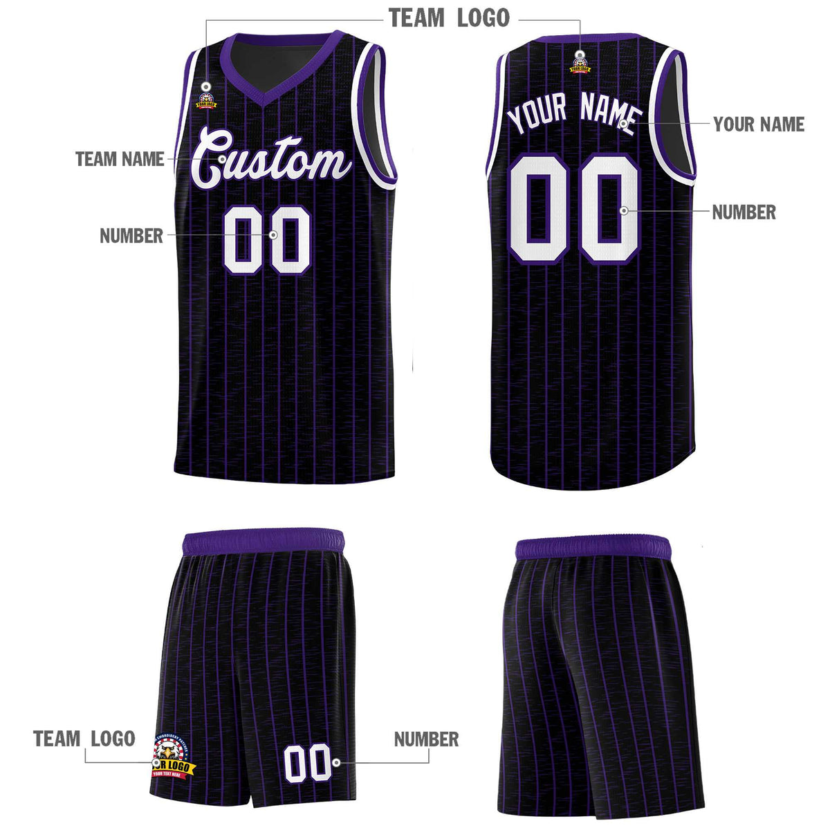 Custom Black Custom Gray Pinstripe Retro Sets Uniform Basketball Jersey