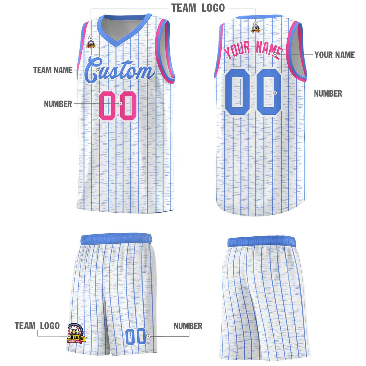 Custom White Custom Gray Pinstripe Retro Sets Uniform Basketball Jersey
